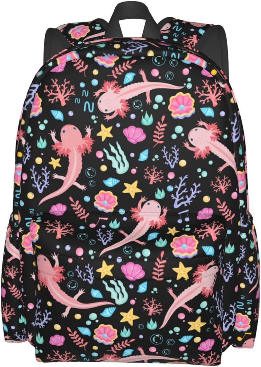 MOLIAN Axolotls Stylish Backpack With Adjustable Padded Shoulder Straps Daypacks For College Travel One Size