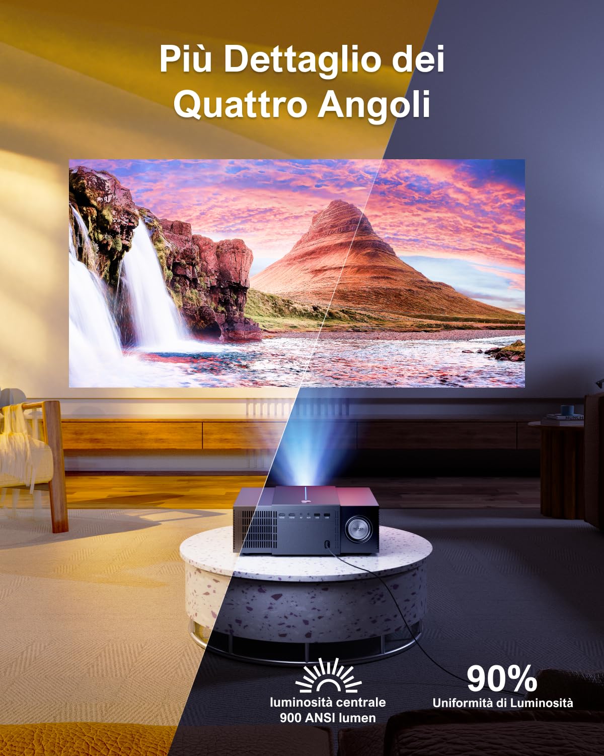 ULTIMEA Proiettore 4K Supportato con Auto Focus/6D Keystone, Proiettore 1080P Nativo Home Cinema con 900 ANSI, Evitamento degli Oggetti, Proiettore WiFi 6 Bluetooth per iOS/Android/TV Stick