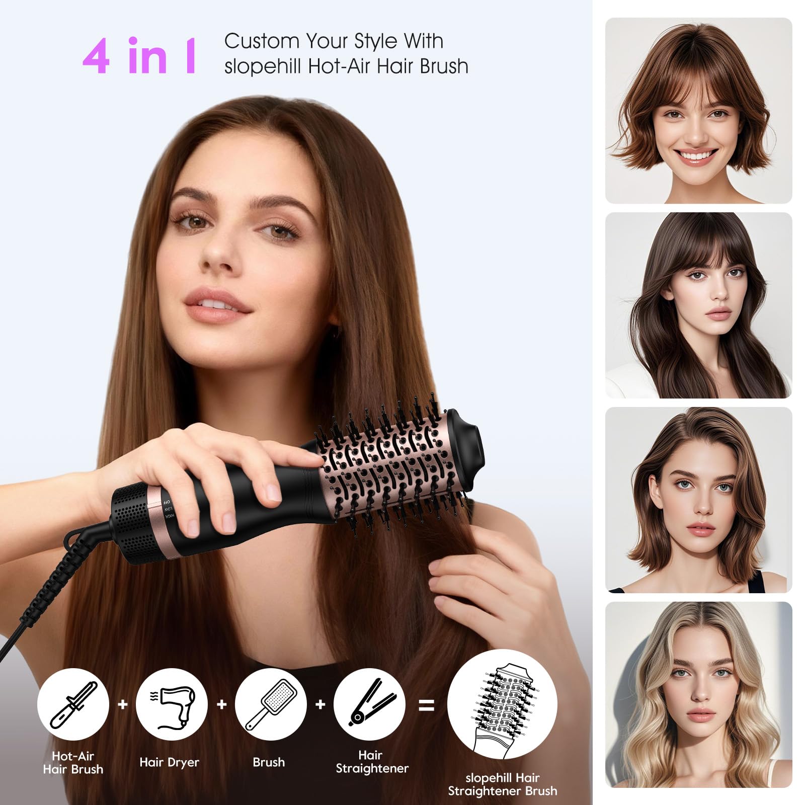 slopehill Mini Dual Voltage Hot Air Brush Hair Dryer
