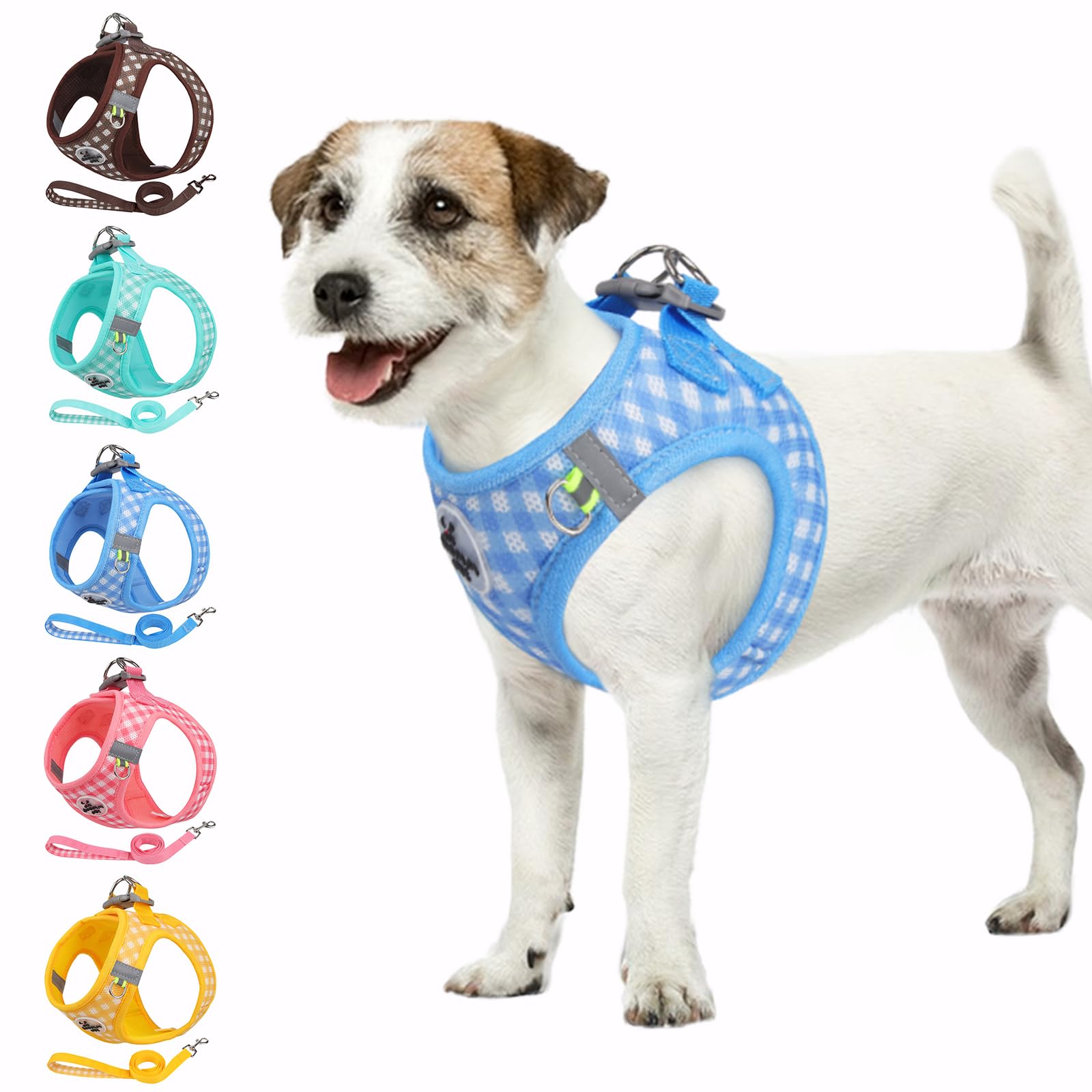 Gyuzh Dog Harness and Leash Set,Soft Mesh Breathable Small Dog Harness,Reflective Adjustable Puppy Harness,No Pull Pet Harness for Small Dogs and Cats