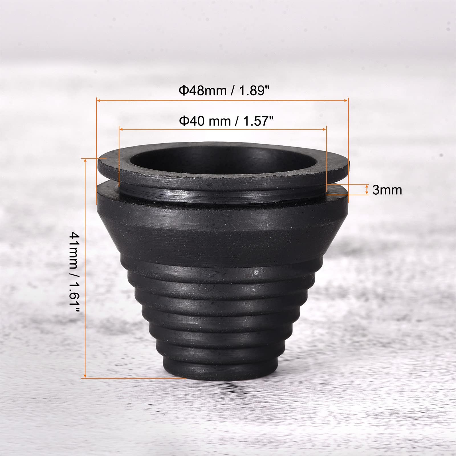 TOP-VIGOR 4Pcs Conical Rubber Grommets 40mm Mount Dia Black Tower Shaped Drill Hole Plug for Wire Protection and Firewall Sealing - Image 2