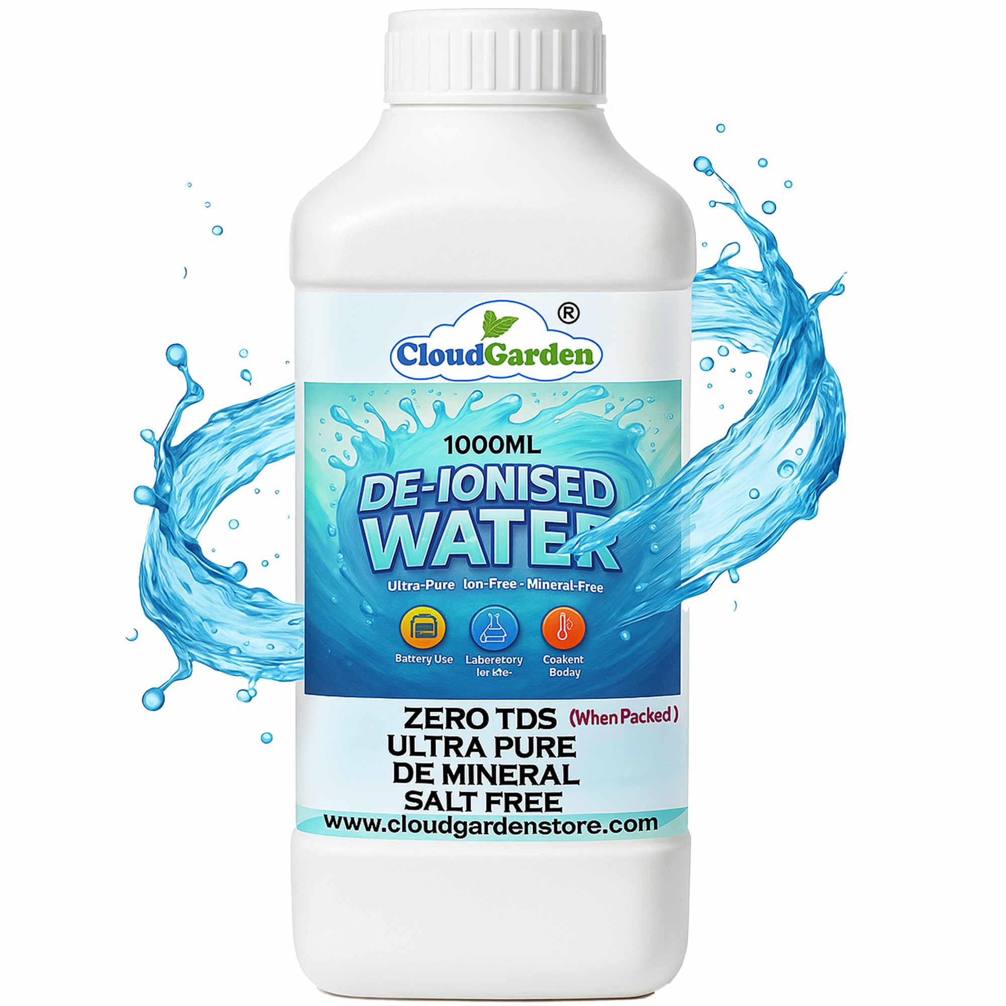 CloudGarden Ultra Pure Deionized Water 1L β Zero TDS Mineral-Free Water for Batteries CPAP Humidifiers Coolants and Electronics Cleaning