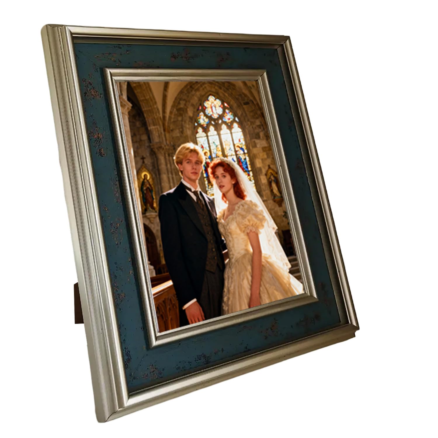 Vintage Photo Frame, Antique Distressed 8x6 Inch Picture Frame for Tabletop & Wall, Elegant Resin Photo Frame with Ornate Details, Unique Home Decor Gift