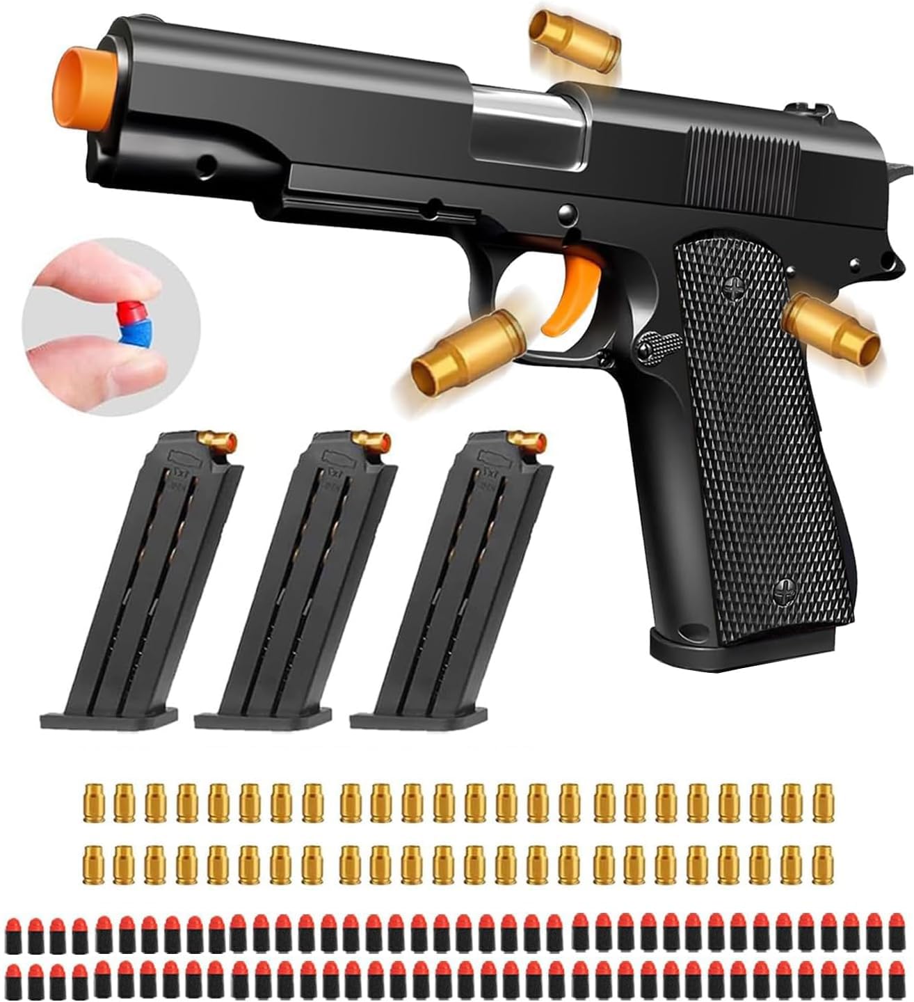 Toy Gun, Shell Ejecting Toy Gun with Soft Bullets, Educational Model Toy Pistol Shooting Game, Gifts for Kids Boys Girls