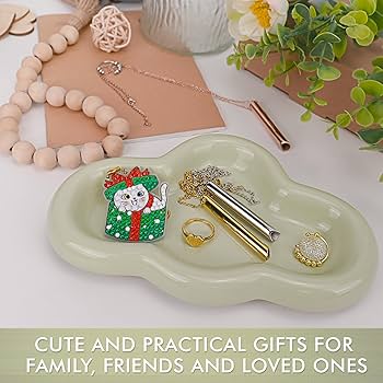 Ceramic Jewelry Dish For Women, Jewelry Tray Trinket Dish, Cloud Shape Ceramic Plate, Watch Keys Tray Ring Dish Holder For Mother's Day/Christmas/ Thanksgiving/Birthday Gift(Silver