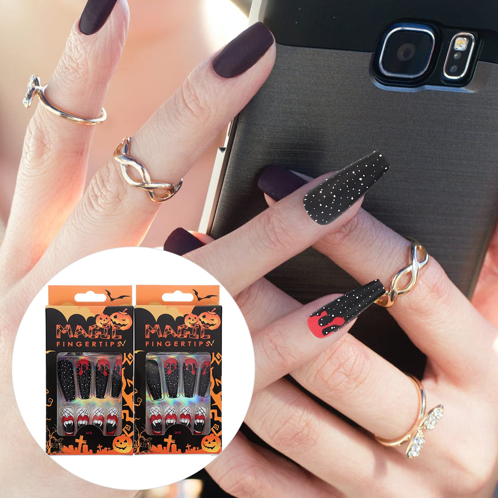 LALAFINA 240 Pz unghie finte fake nails decorazioni unghie decorazioni per unghie nail art manicure unghie decorazioni decorazione unghie Halloween plastica