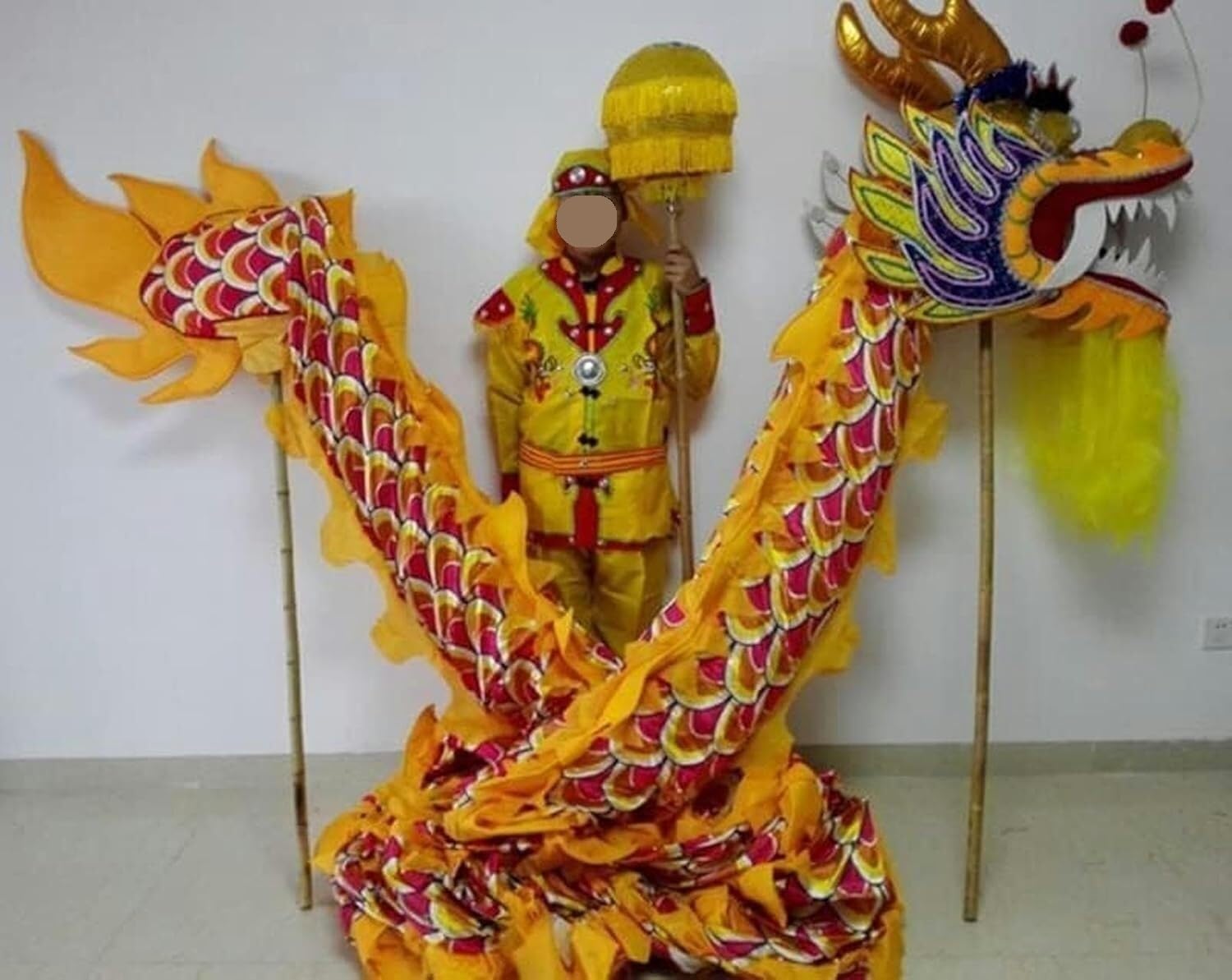 Danza cinese del drago di seta di 10 metri for 8 persone, spettacolo di parata all'aperto