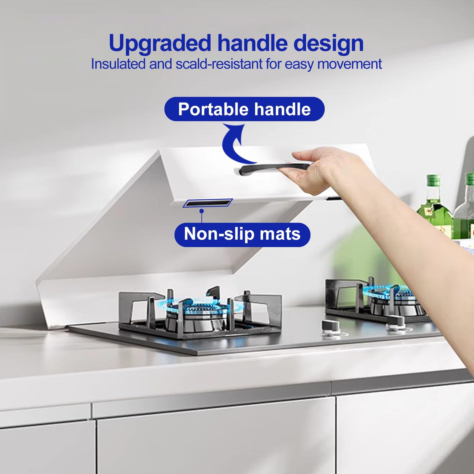 Cubre Encimera Gas, Protector Cocina Gas con Patas Antideslizantes, para Cocinas de Gas, Utensilios de Cocina Hechos a Mano(Black,14x19in/35x48cm)