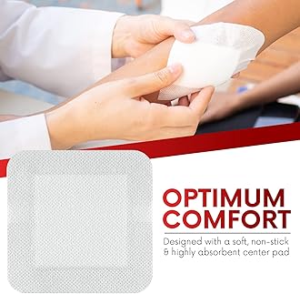 Healqu Edged Gauze Island Dressing - Pack of 50 5x5cm Sterile Individually Wrapped Gauze Plies with Water Resistant Non Woven Backing - Soft and Breathable Wound Dressing