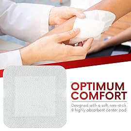 HEALQU Bordered Gauze Island Dressing - 50 Count, 2 x 2 Sterile Individually Wrapped Gauze Pads with Water-Resistant, Non-Woven Backing - Soft and Breathable Wound Dressing for First Aid and Medical