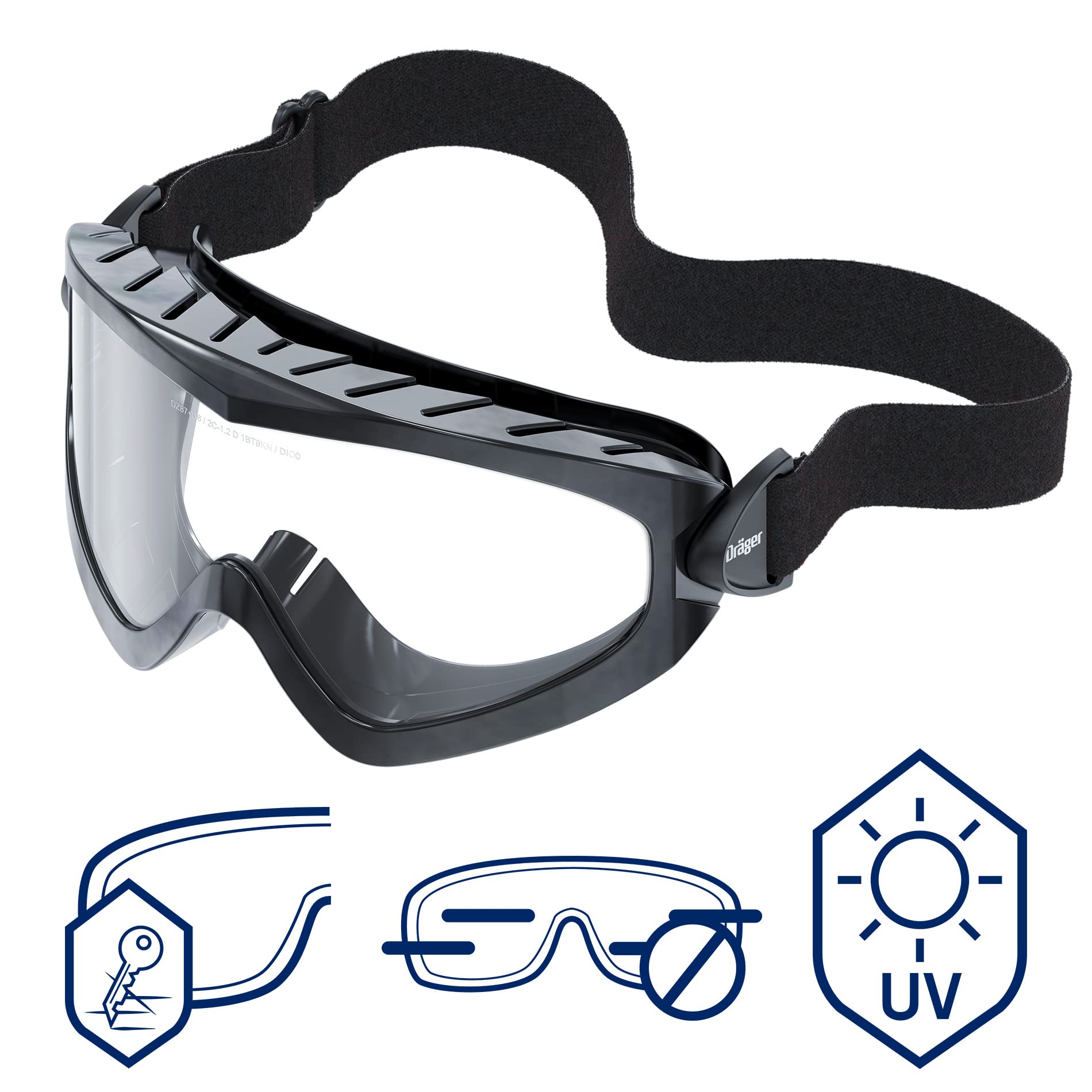 Dräger Set da pittore X-plore 3300 con filtro combinato A2P3 e occhiali di sicurezza X-pect 4200 a visione totale, per pittori e verniciatori, protezione contro vapori, gas e polveri sottili