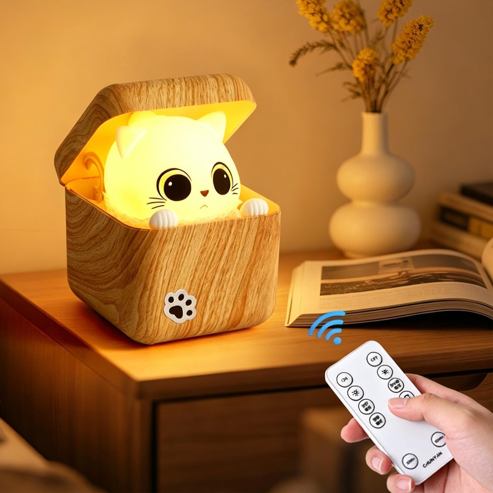 Tierlampe USB-wiederaufladbare, geräuschaktivierte, süße, versteckte Katze | Lustige Nachtlampe für Kinder für Zuhause, Wohnzimmer, Schlafzimmer, Schrank, Couchtisch, Nachttisch, Flur, Schrank