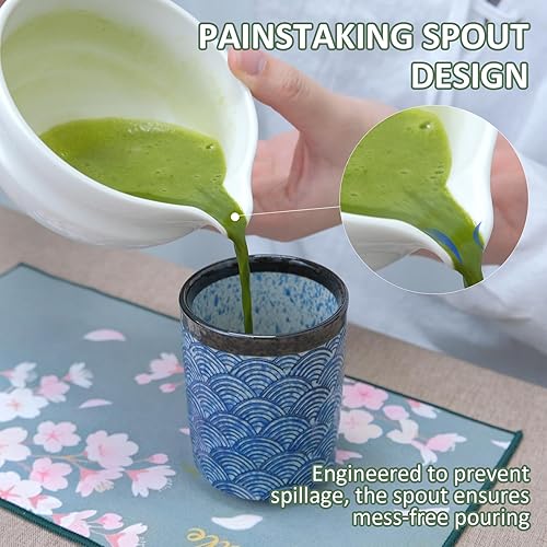 Miniatura 5 de Joyscale Juego de batidor de matcha, juego de batidor y cuenco, juego de 8 piezas de juego de matcha (diseño de rayas horizontales), 18 onzas, juego