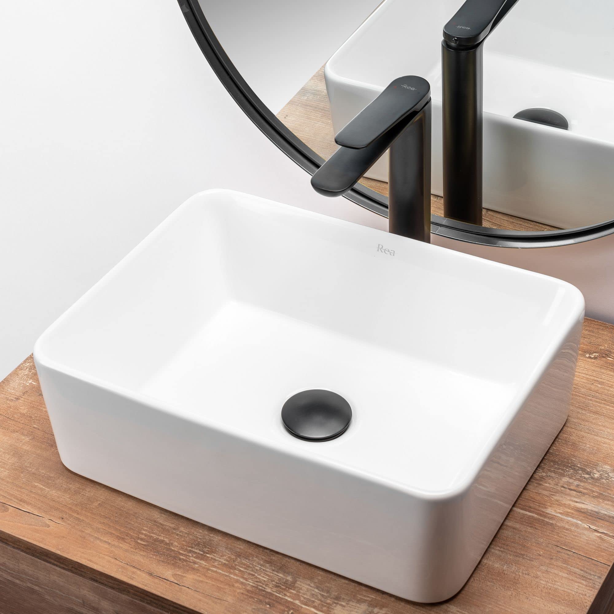 Rea Lavabo Sobre Encimera ANITA MINI Lavabo de baño de cerámica (Blanco)