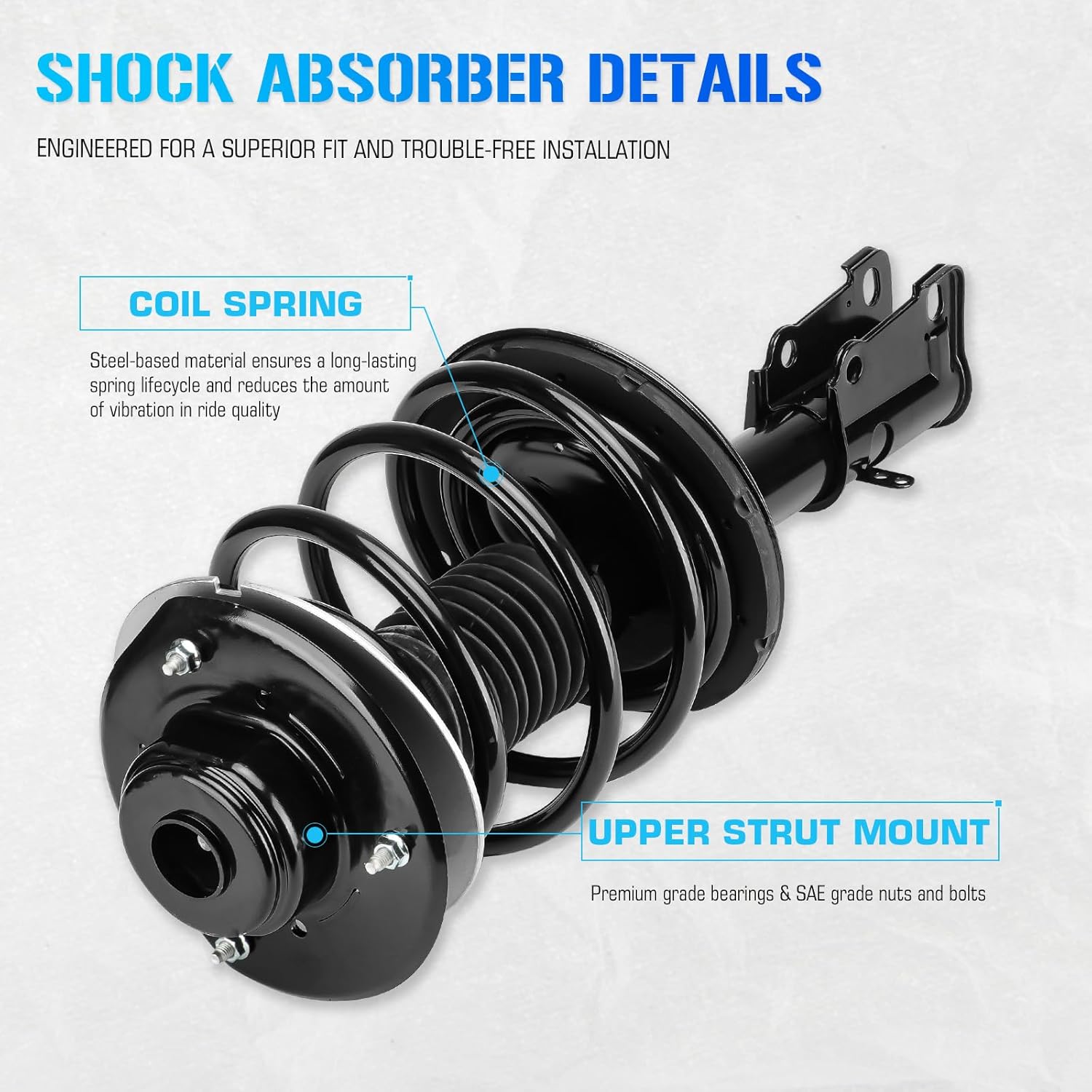 Front Struts w/Coil Spring & Sway Bar Links for 2001-2007 Chrysler Town & Country FWD/Dodge Caravan 3.3L / Grand Caravan FWD, 2001-2003 Voyager 3.3L, Shock Absorber Assembly Replace 531572 K7258