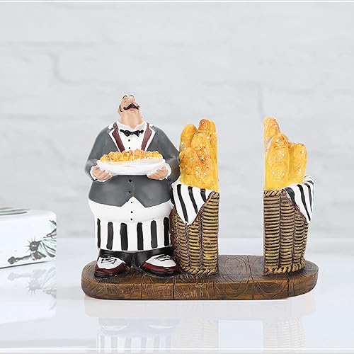 Miniatura 4 de Alvinlite Servilletero para mesa, bonito soporte para servilletas de chef para decoración y accesorios de cocina, dispensador de pañuelos italiano
