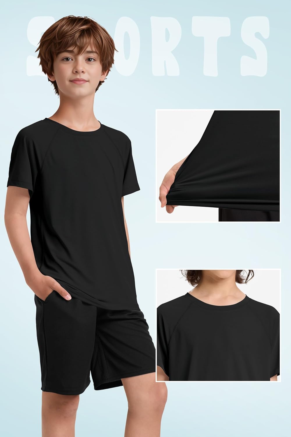 Youth Boys UPF 50+ Mesh Athletic Quick Dry Fit T-Shirts Rash Guard Short Sleeve Swim Tee Shirt for Teens