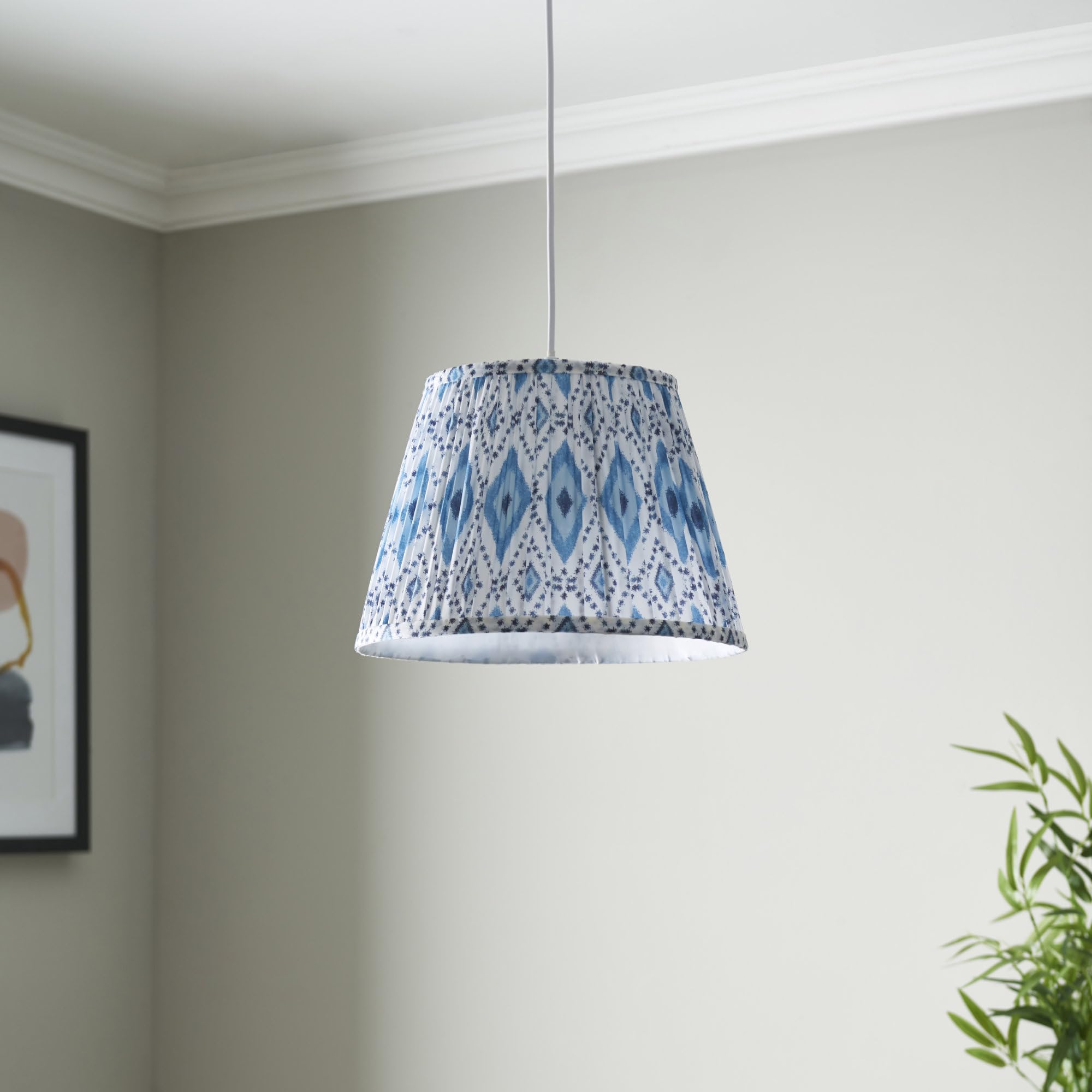 First Choice Lighting - Ikat Blue 30cm Easy Fit Pendant Shade