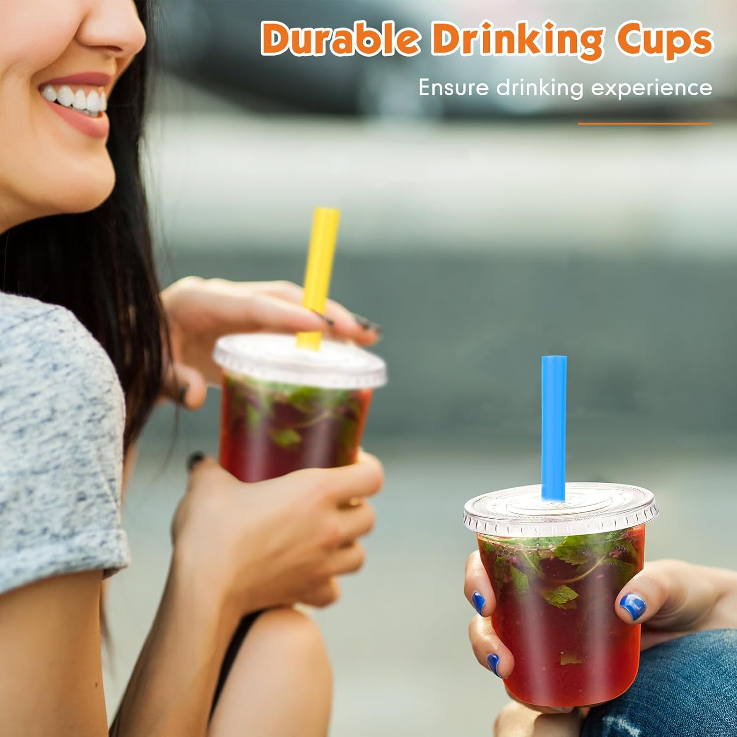 50 Sets Clear Cups with Lids and Jumbo Smoothie Straws Disposable Plastic Cups for Smoothies, Bubble Milk Tea, Milkshakes, Cold Drinks(12 oz) - Image 6