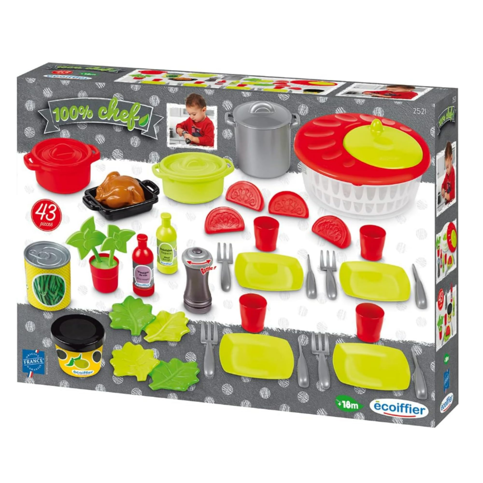 Jouets Ecoiffier - 2521 - Coffret cooking - Jeu d'imitation - Dès 18 Mois - Fabriqué en France