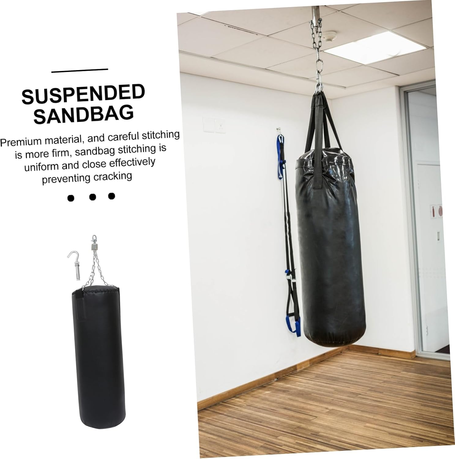 INOOMP 1pc Pu Sandbag for Boxing and Karate Training Heavy Bag for Gym Workouts Black Weight Bag for Fitness and Coordination Improvement