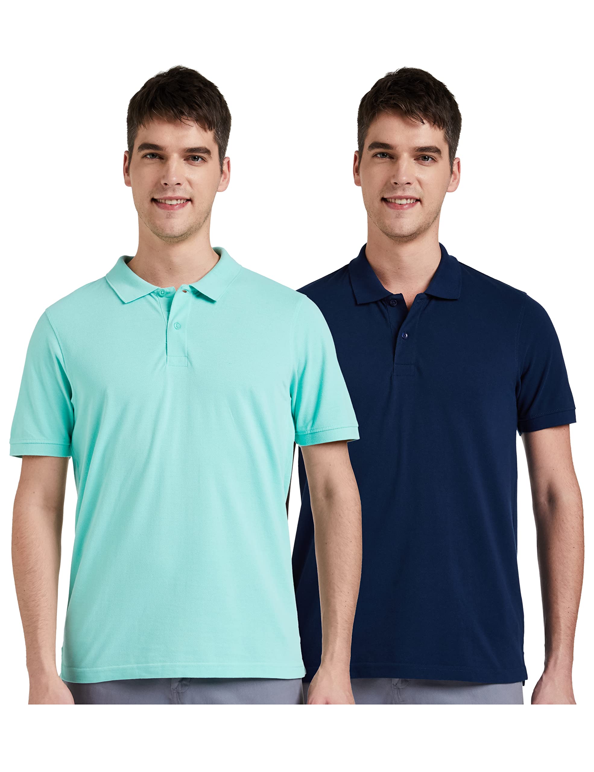 Amazon Brand - Symbol Men's Cotton Rich Solid Polo Tshirt | Collar Tshirts | Half Sleeves | Plain-Regular Fit (Available in Plus Sizes and Combo Pack of 2)