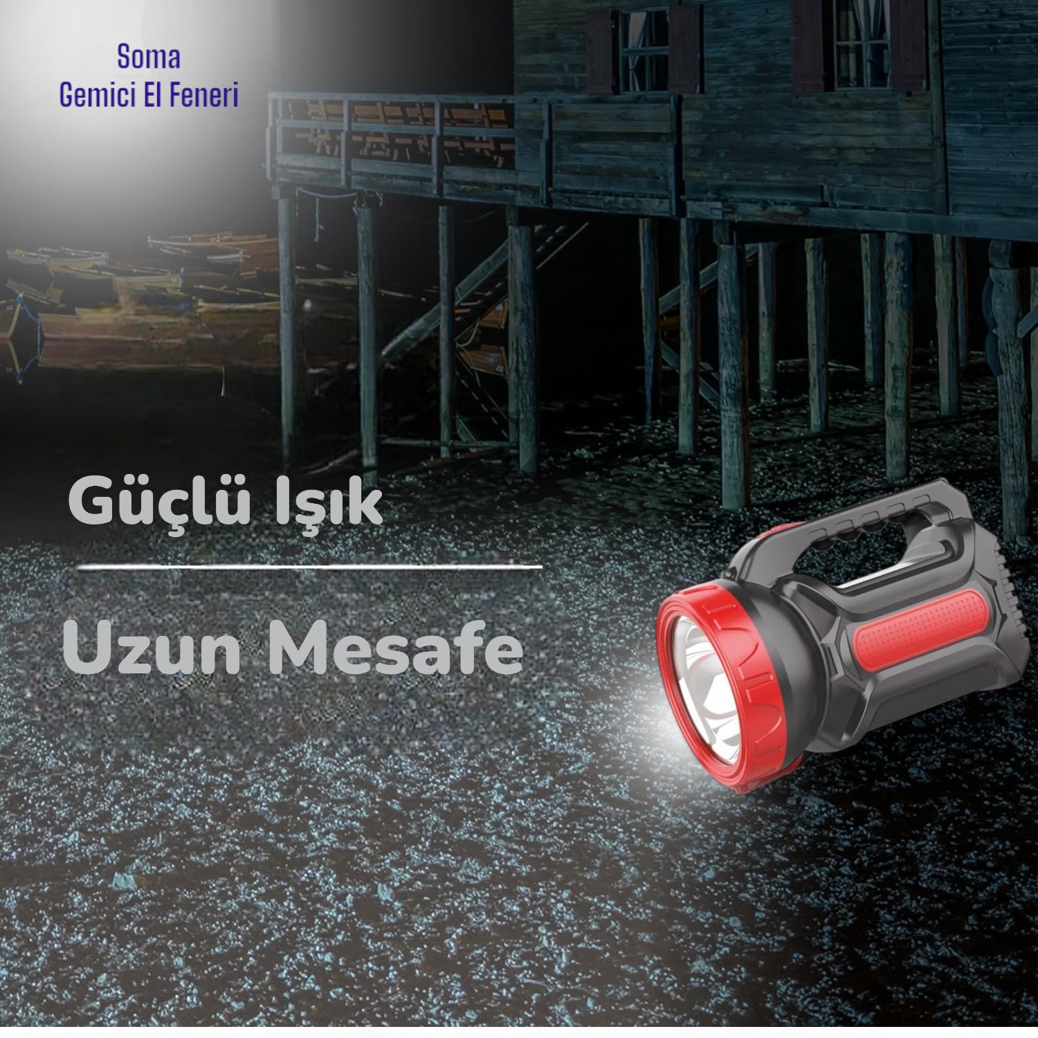 Ucuz Geldi Şarjlı LED El Feneri Güçlü Led Işık Kamp Lambası Cata Soma Power Led Gemici El Feneri