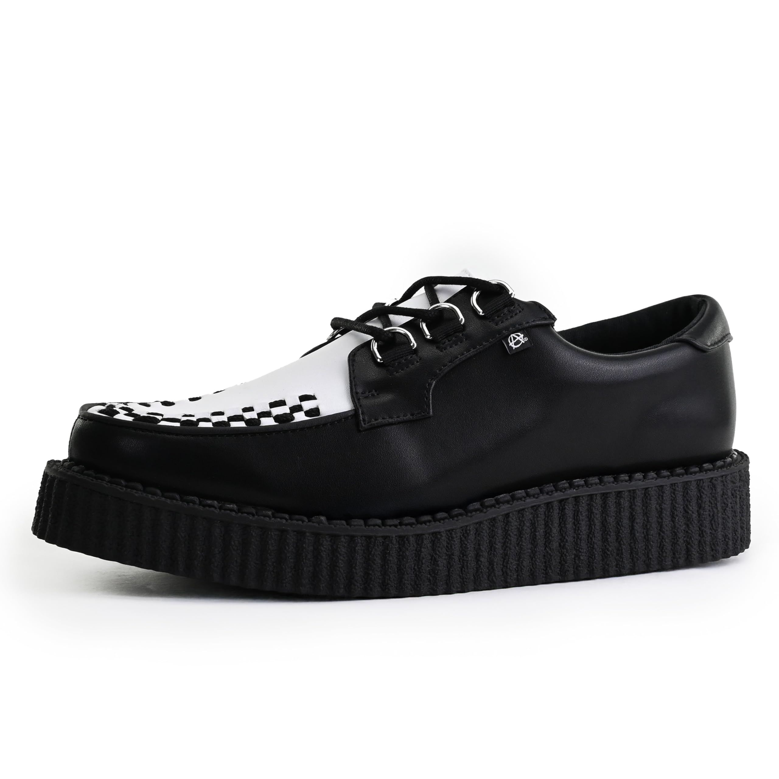 T.U.K Anarchic Creeper Scarpe in Pelle per Uomo e Donna - Scarpe Gothic e Punk Rock - Creeper da Bordello - Scarpe con Zeppa Stringate
