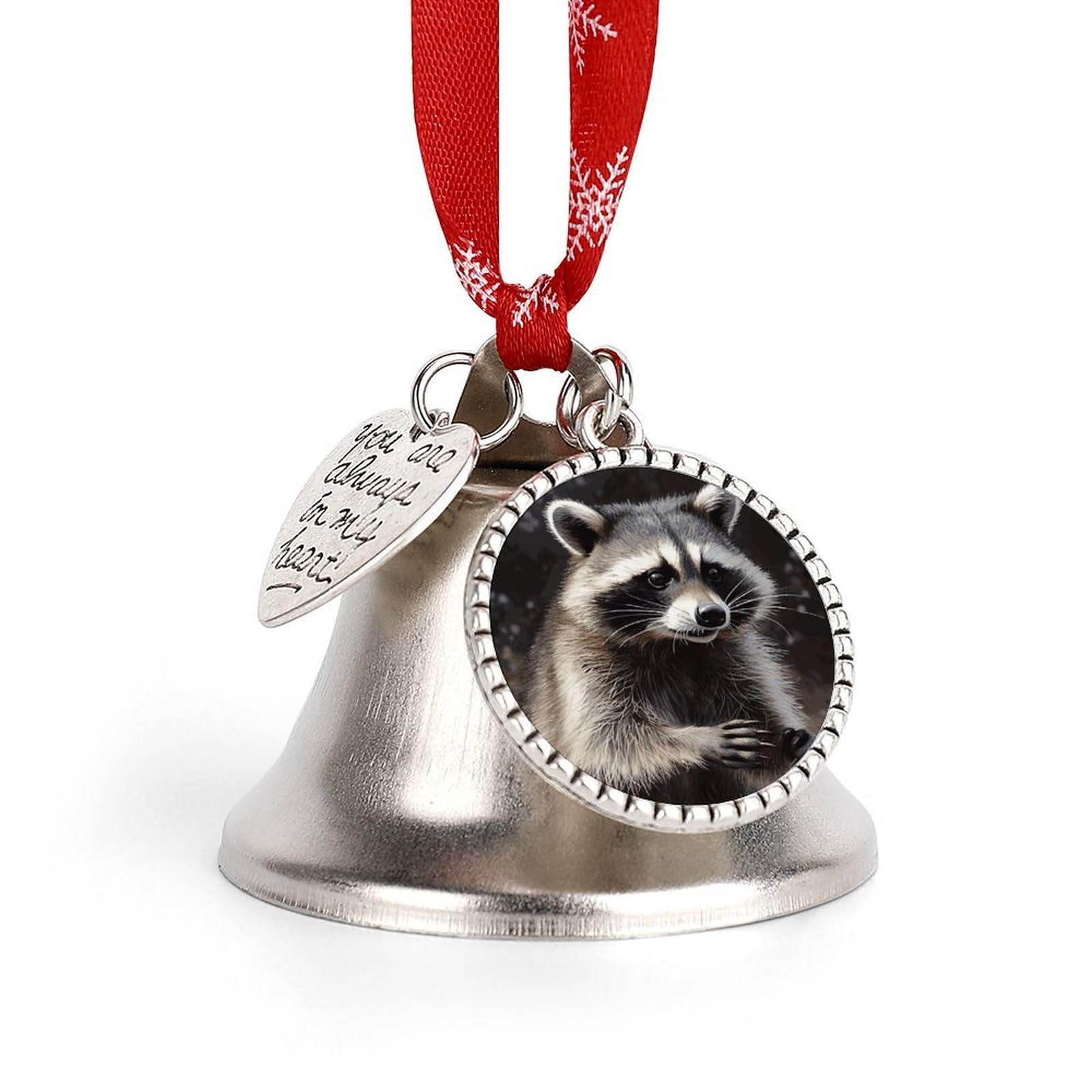 Raccoon Christmas Bell Small and Compact Christmas Jingle Bell Ornament Christmas Tree Hanging Best Wishes Bells Pendant Party Festival Decor
