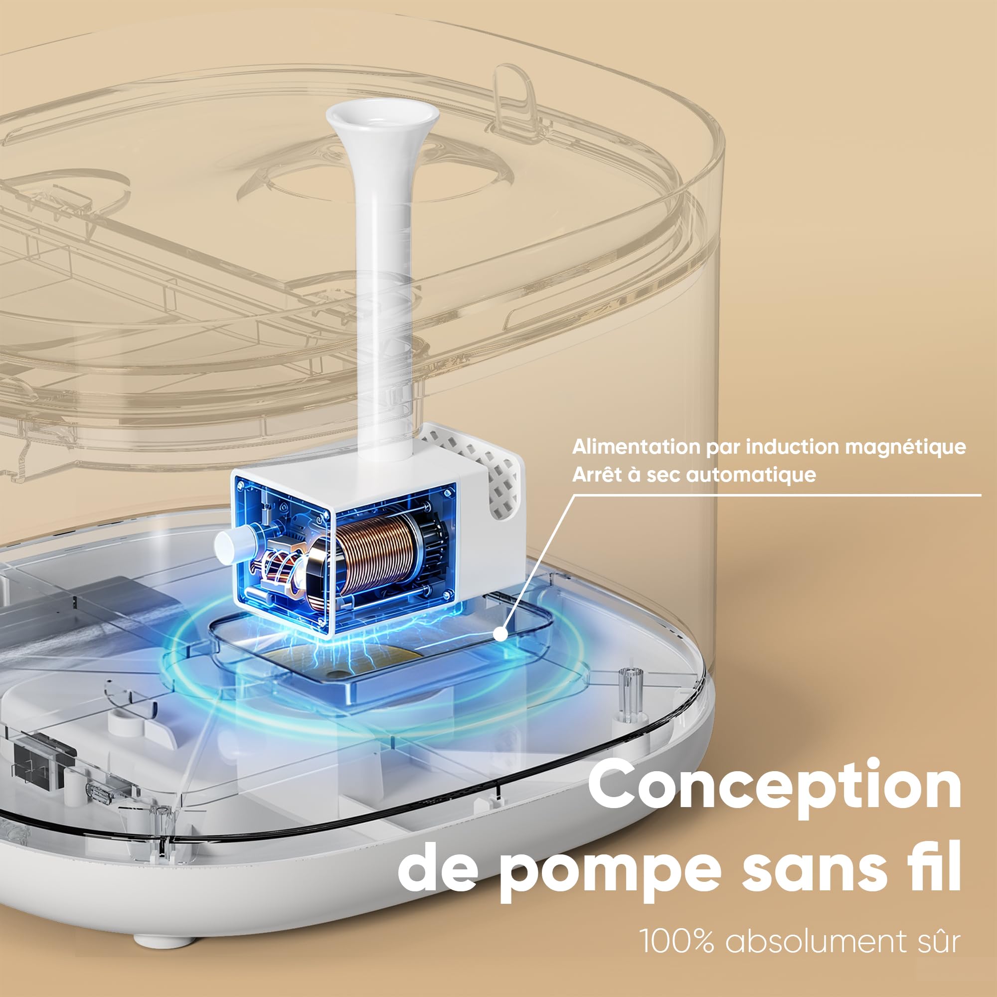 FUKUMARU Fontaine à Eau Chat, 2L Ultra-Silencieuse à Détecteur de Mouvement sur Batterie, Distributeur d'eau Silencieux avec Éclairage LED Intelligent, Abreuvoir Automatique pour Chat