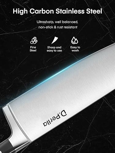 Miniatura 3 de D.Perlla - Juego de cuchillos de cocina pequeños de 6 piezas con bloque, juego de cuchillos de acero inoxidable alemán, juego de bloques de