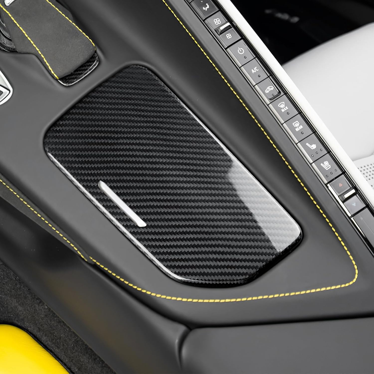AIRSPEED Carbon Fiber for Chevrolet Corvette C8 2020 2021 2022 2023 2024 Car Gear Shift Cup Holder Panel Cover Center Console Interior Trim Accessories, Black