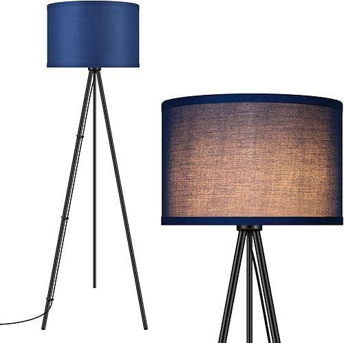 Vista 29 de BoostArea Lámpara de pie, lámpara de pie trípode, bombilla LED de 8 W, pantalla decorativa, lámpara de pie de mediados de siglo para sala de estar