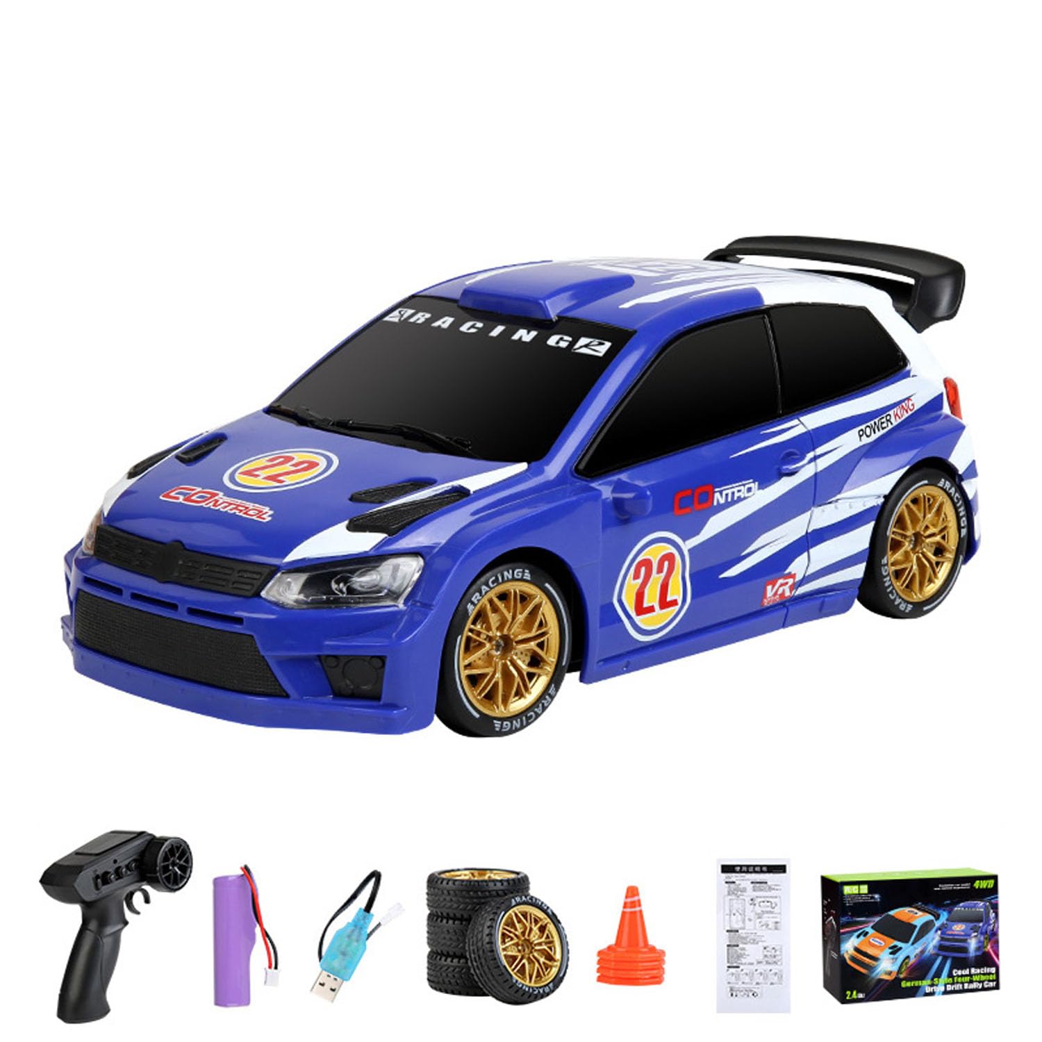 JJRC Q233 1/24 Transformable 4 * 4 Remote Control Drifting Car RC Rally Vehicle Motor ESC Servo Light Effect No Sounds RTR Model for Ages 14+(Blue)