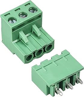 sourcing map 3 Pin 5.08mm Pitch Male Female PCB Screw Terminal Block 20 Sets