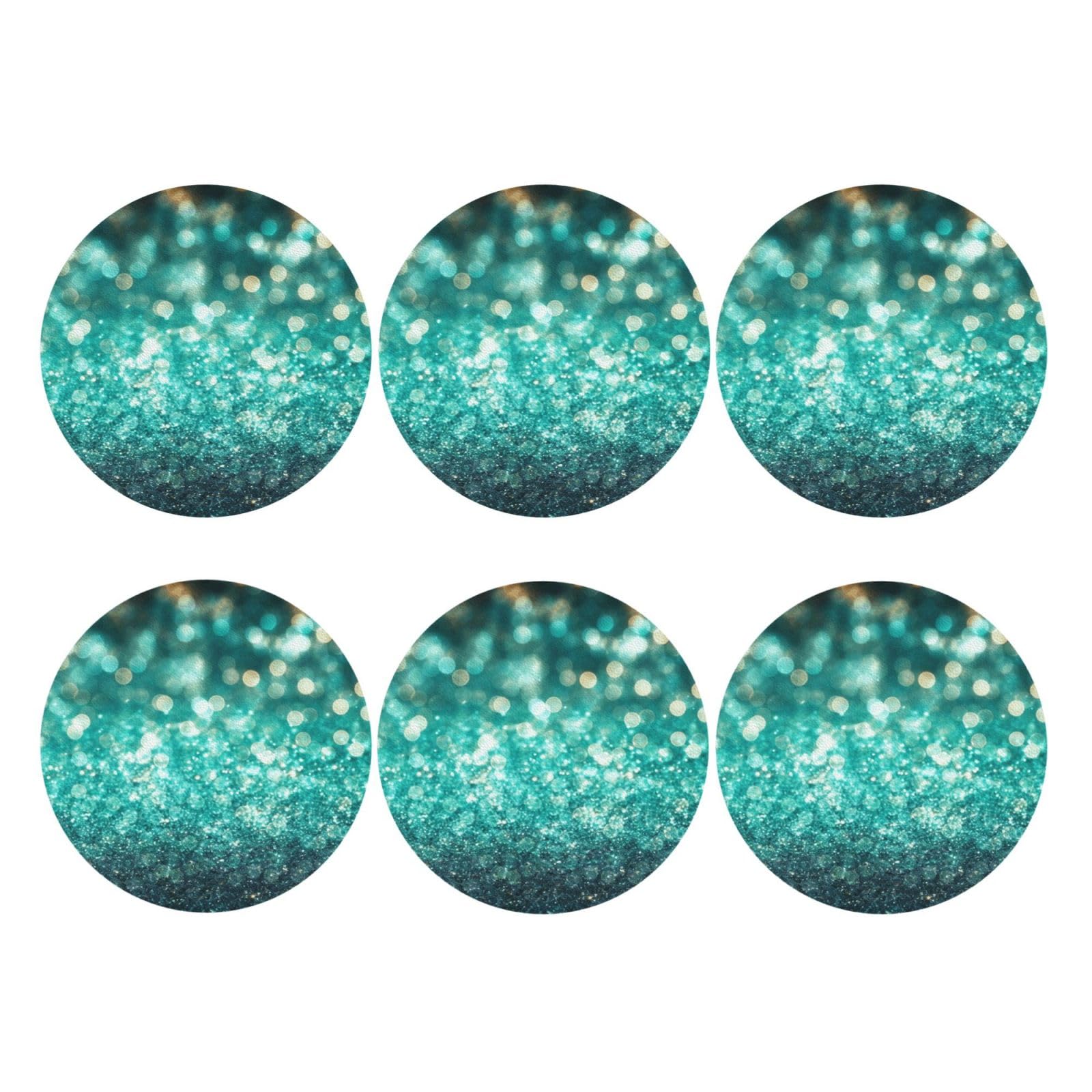 6pcs Leather Coasters for Drinks, Sparkling Drink Coasters for Tabletop Protection, 4" Cup Coasters for Coffee Table Decor, Non-Slip Drinking Cup Mat for Hot Or Cold Drink