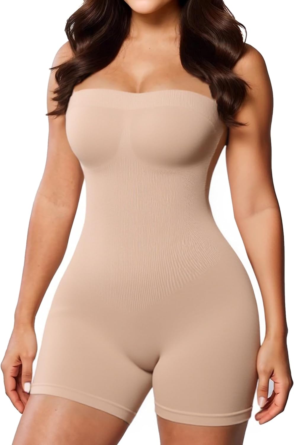 DEYUO Strapless Bodysuit Women Tummy Control Butt Lifter Body Shaper Seamless Mid Thigh Jumpsuit Tops with Removable Straps - Image 7