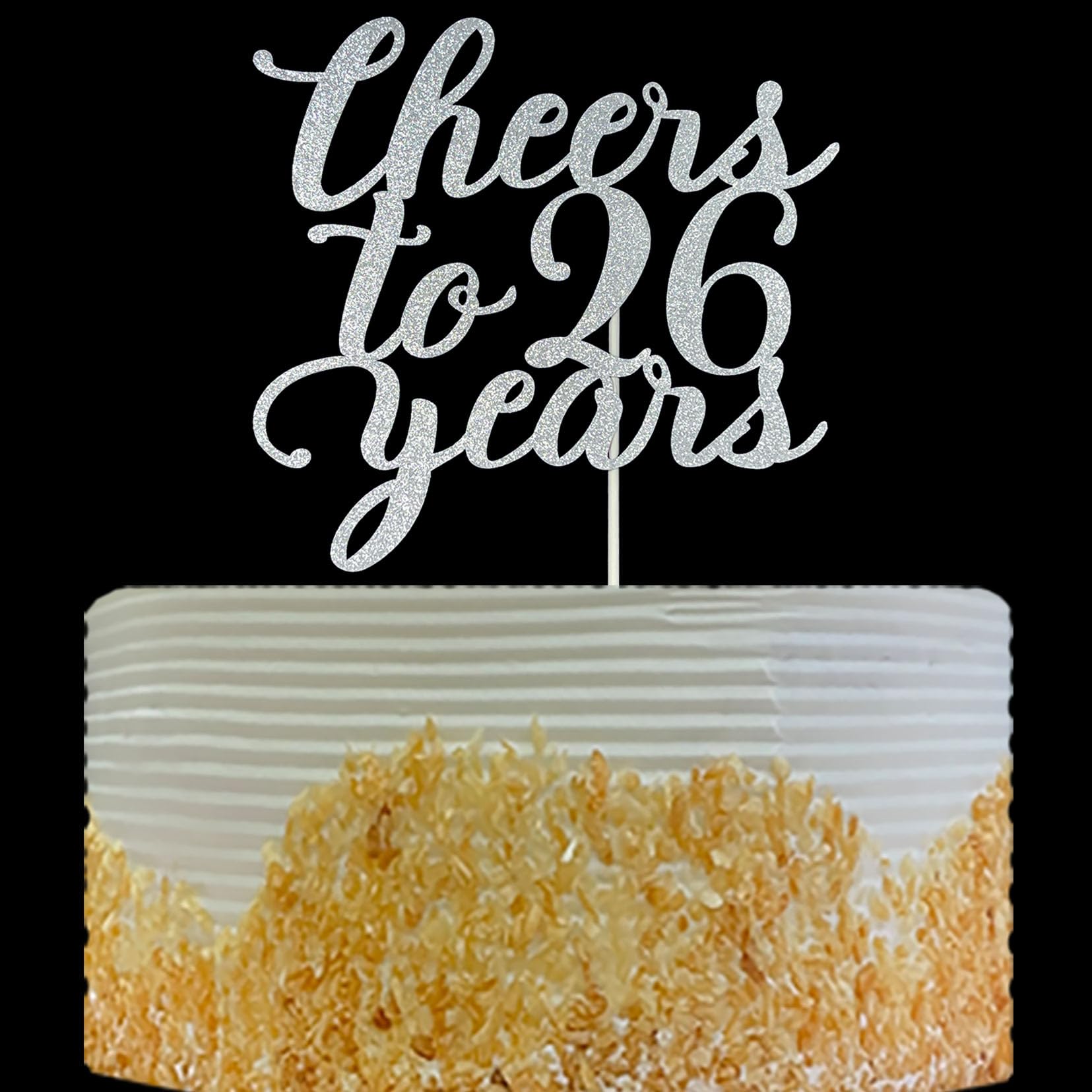 Gold Glitter Happy Birthday Cake Topper, Funny 26th Birthday Party Supplies - View #2