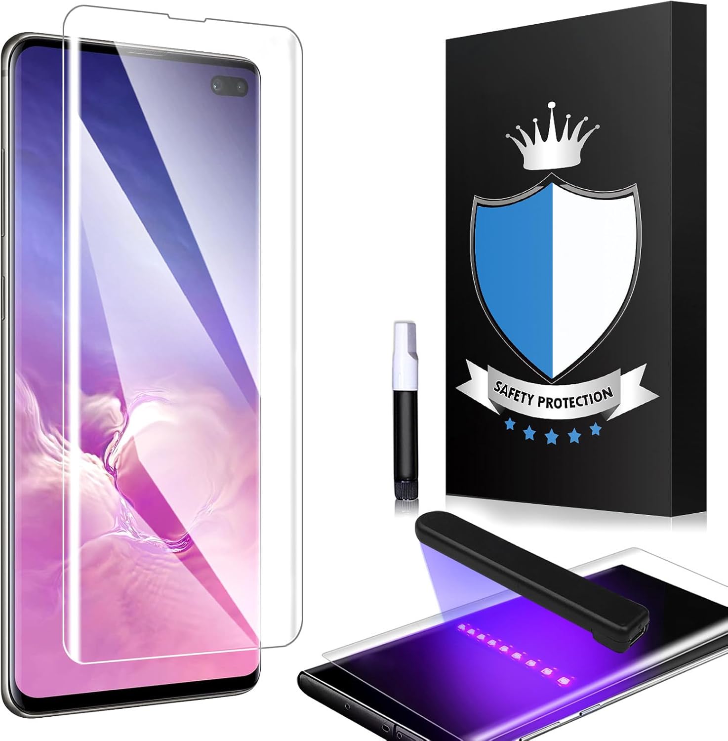 Alinsea Screen Protector Compatible for S10 Plus/+ Tempered Glass [Full Adhesive