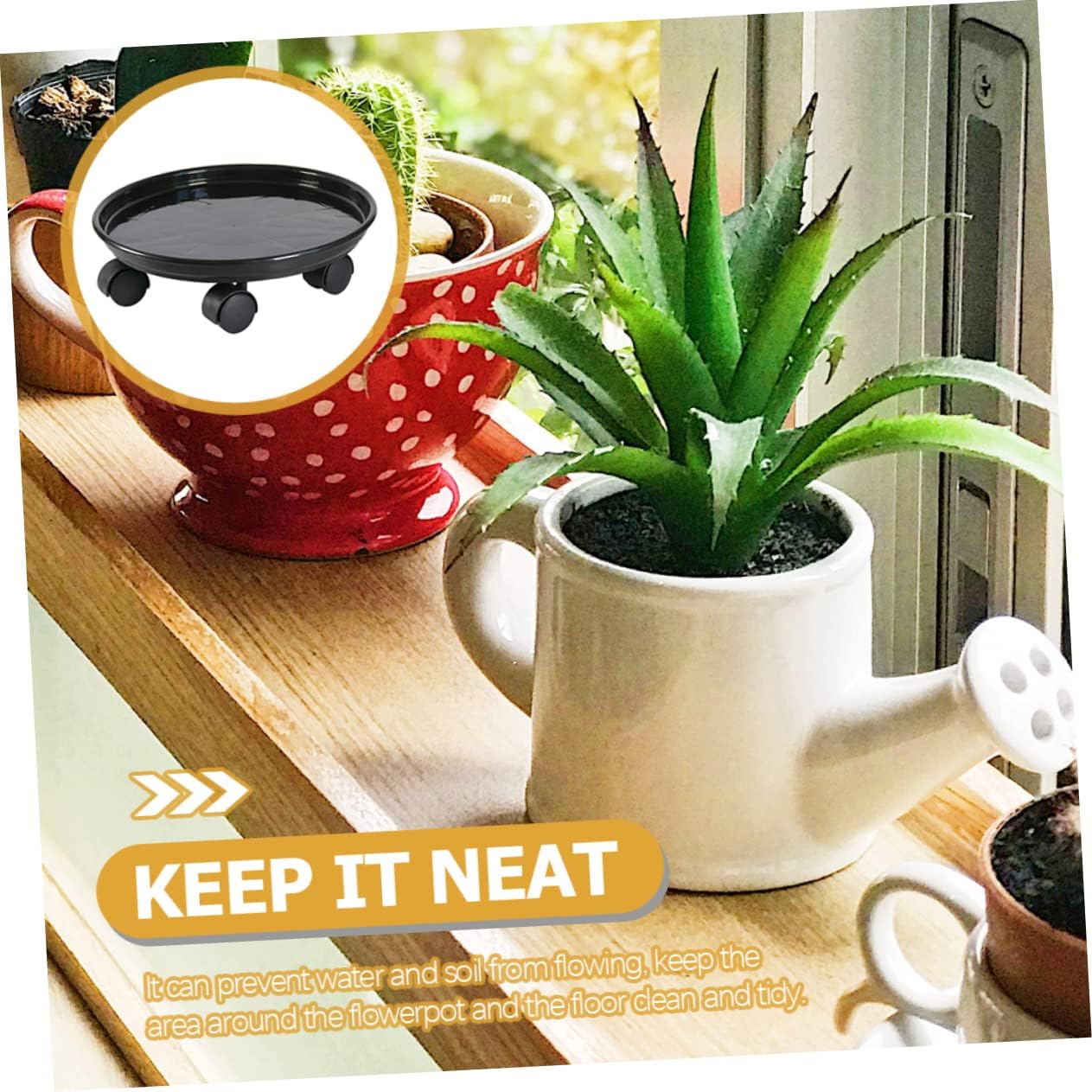 Yardwe 2pcs Plant Pot Mover Coasters and Burlap Wrap for Potted Plant Accessories