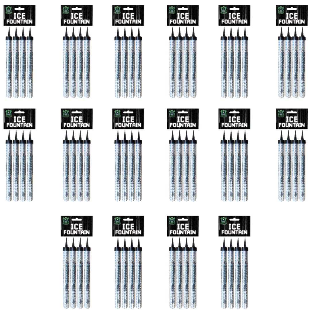 Ice Fountains Cake Sparklers 64 Pack (16 x 4) – 14.5cm Bottle & Cake Sparklers with 60 Second Burn Time – Gold & Silver Indoor/Outdoor Party Sparklers for Birthdays, Weddings & Celebrations (Silver)