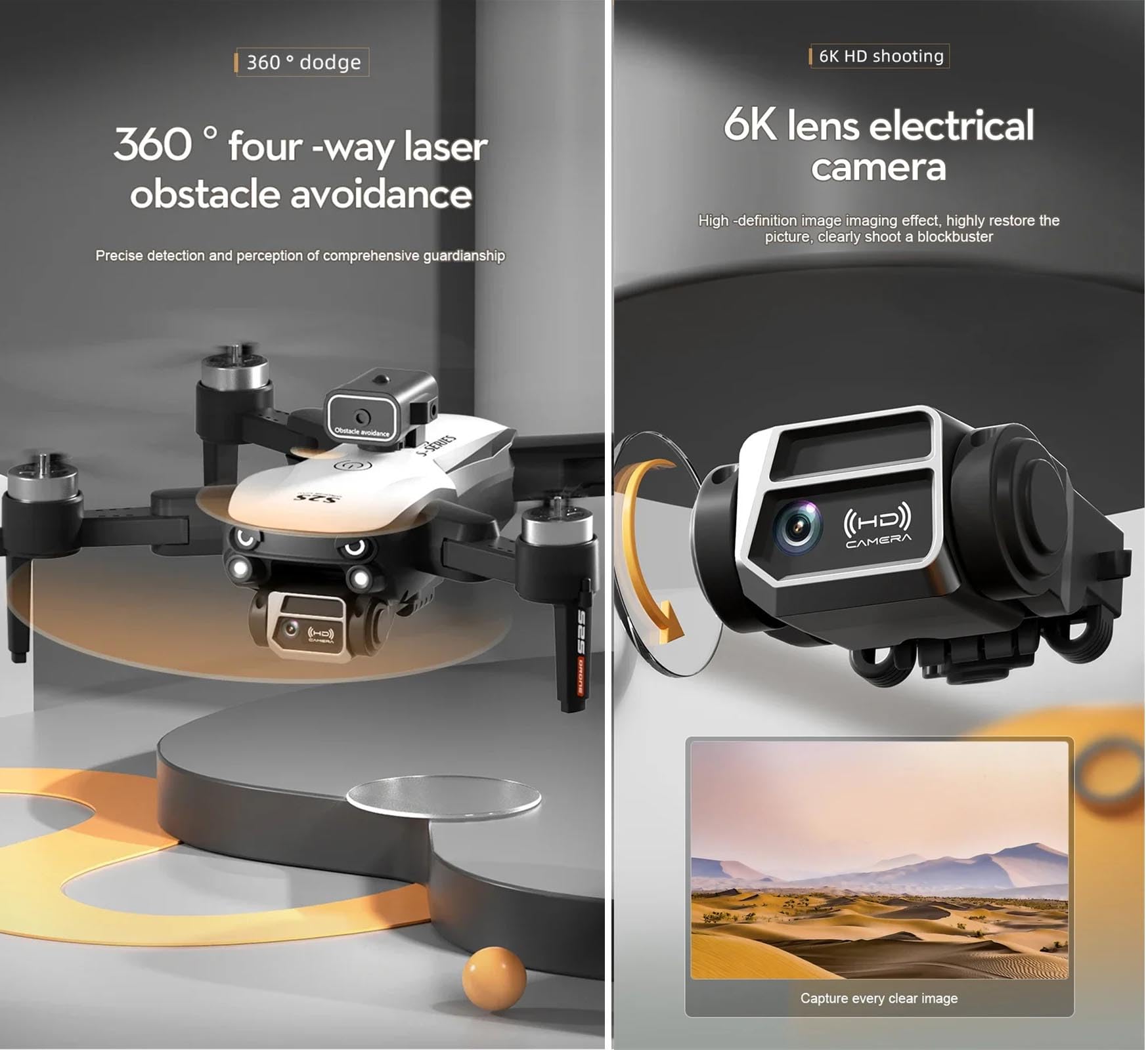 Mini Drone 6K HD Kamera Unikanie przeszkód Fotografia lotnicza Silnik bezszczotkowy Składany Rc Quadcopter Dron