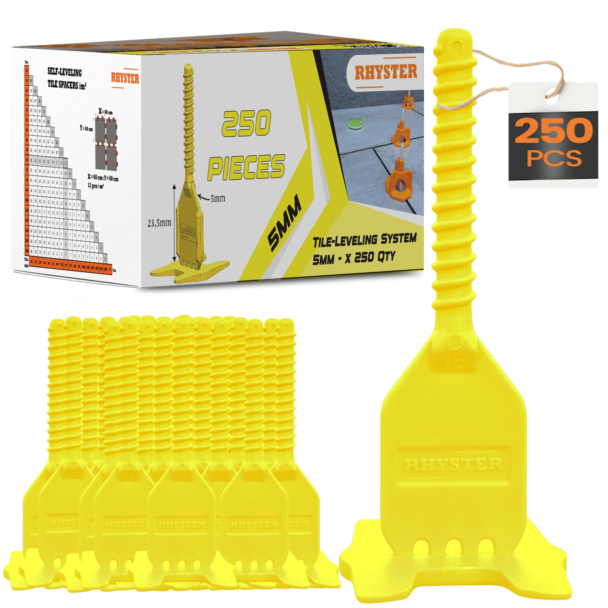 Croisillons Autonivelants 5 mm RHYSTER pour Pose de Carrelage Parfaite - 250 Clips