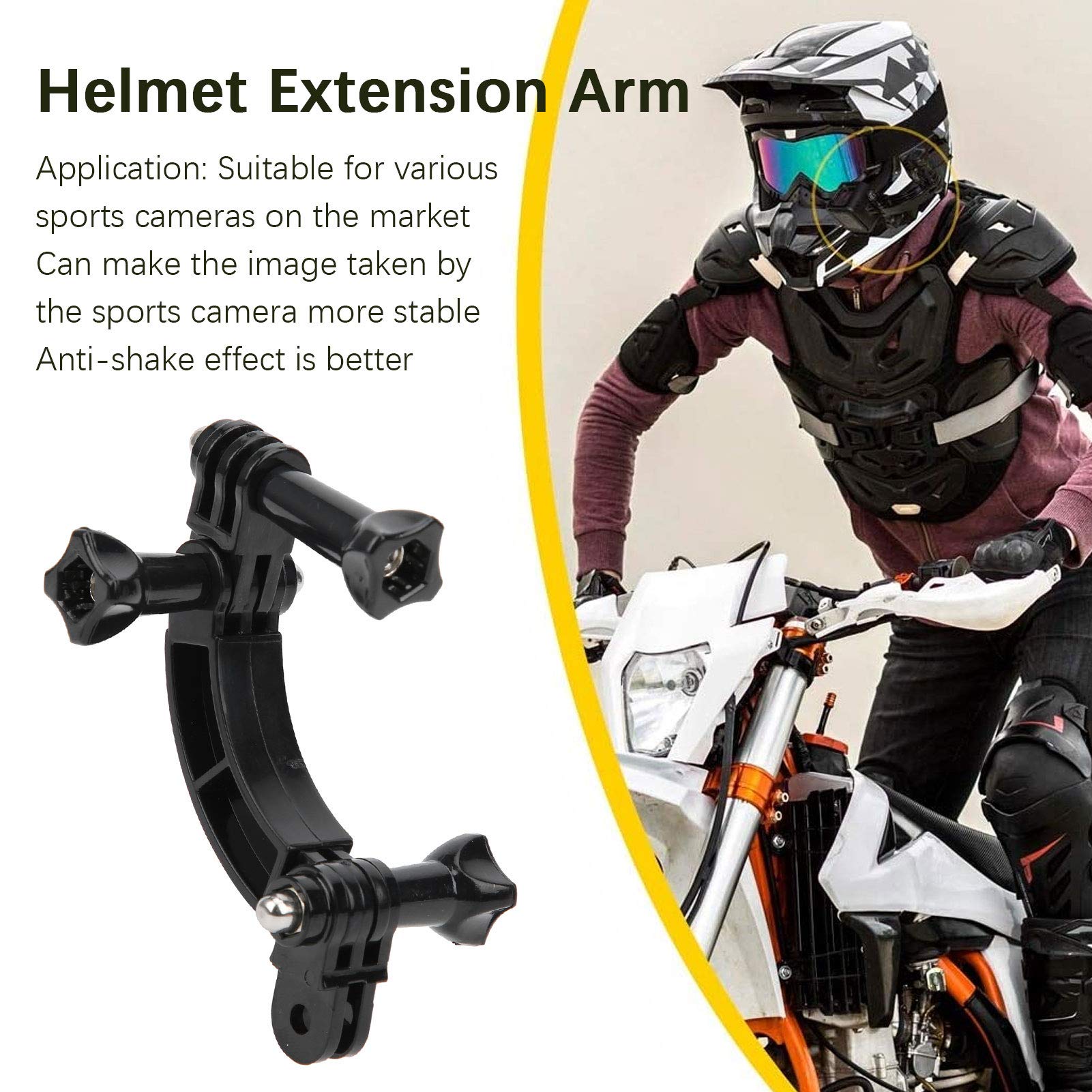 Gavigain 2 Sets Helmet Extension Arm, Selfie Extension Arm Curved Helmet, Sports Camera Climbing Camping Riding Accessory