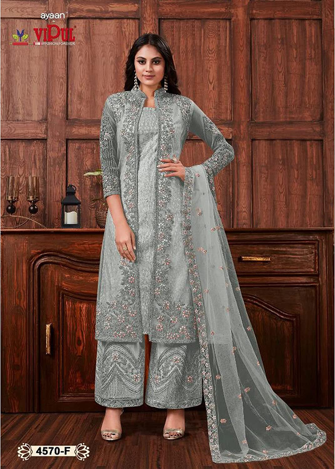 Damski projektant gotowy do noszenia haft praca tradycyjne ubrania Shalwar Kameez Palazzo garnitury, Wybór 1, 34