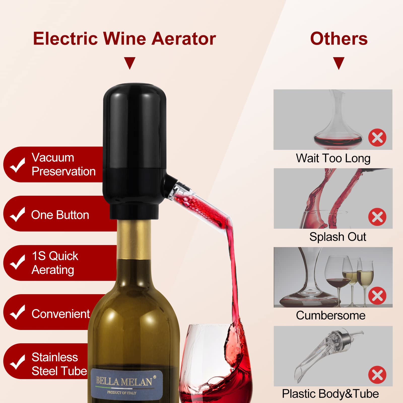 ESCLAP Electric Wine Aerator, Wine Decanter Pump Dispenser Gifts Set, 2023 NEW Automatic Wine Aerator Pourer Spout. Smart Wine Decanter. Wine Dispenser Pump, Best Gift for Wine Lovers or Own Use.