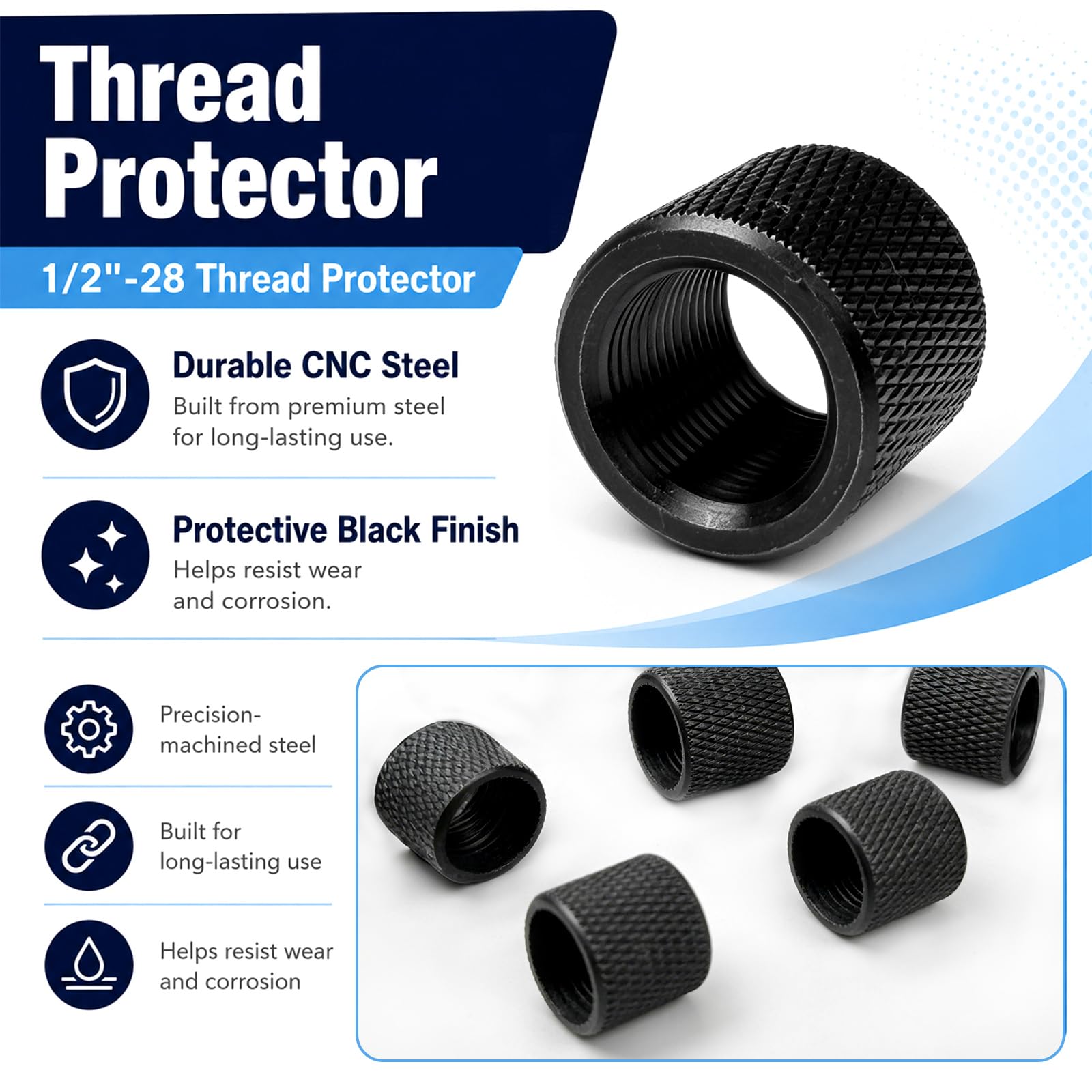 Thread Protectors for .22LR, .223, 5.56 - CNC Steel -4 Thread Protectors for .22LR, .223, 5.56 - CNC Steel -4