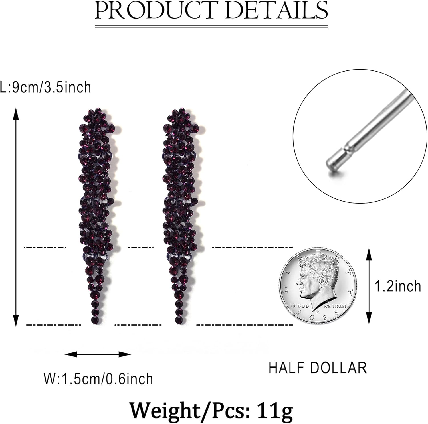 EVER FAITH Wedding Rhinestone Crystal Art Deco Statement Earring, Banquet Prom Long Chandelier Dangle Earrings for Women Bride - Image 6