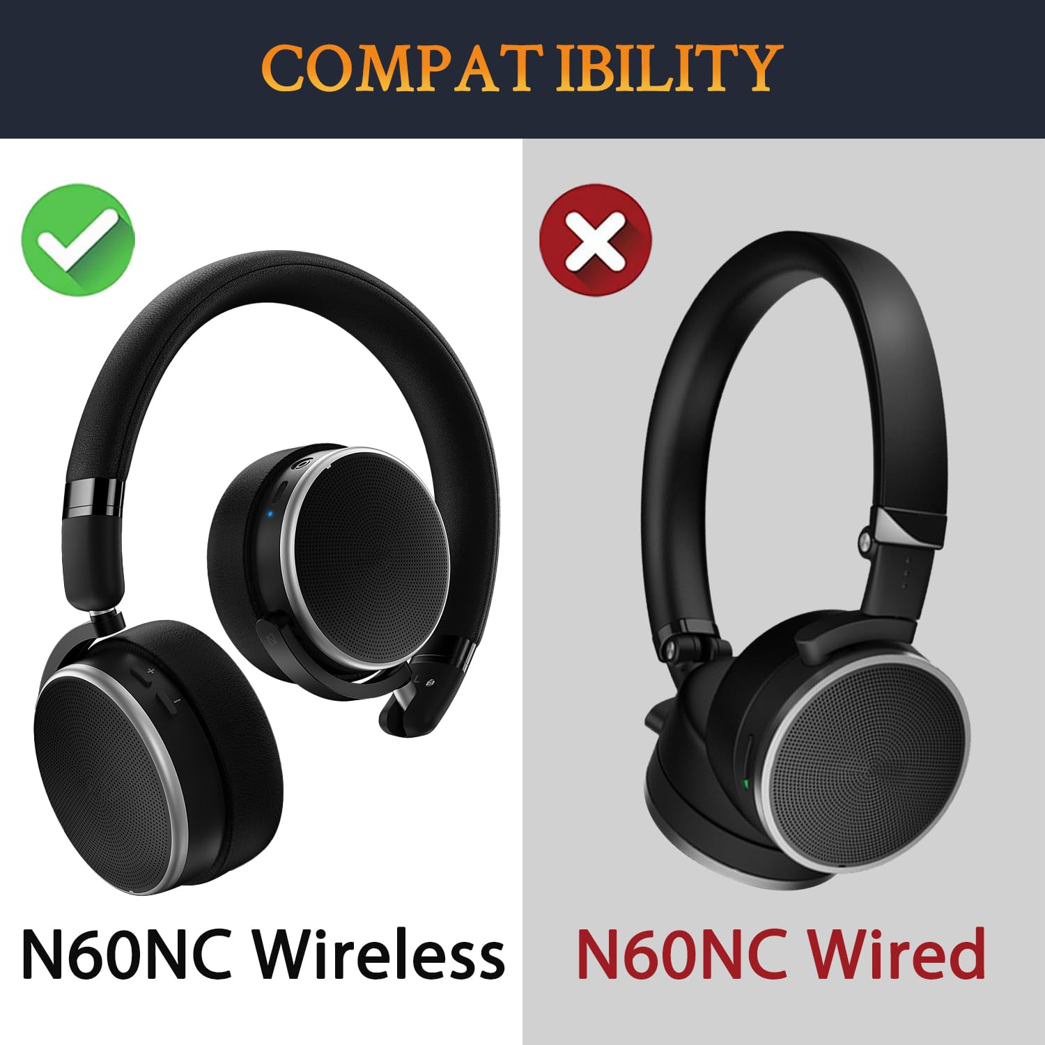 SOULWIT Cooling Gel Earpads Replacement for AKG N60/N60NC Wireless(Do Not Fit N60NC Wired) On-Ear Headphones - Image 2