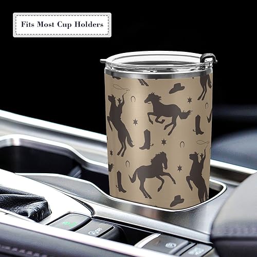 Miniatura 5 de Brown Horse Cowboys - Vaso aislado con tapa y pajita, acero inoxidable, doble pared al vacío, taza para café, viaje, taza de agua de 20 onzas,